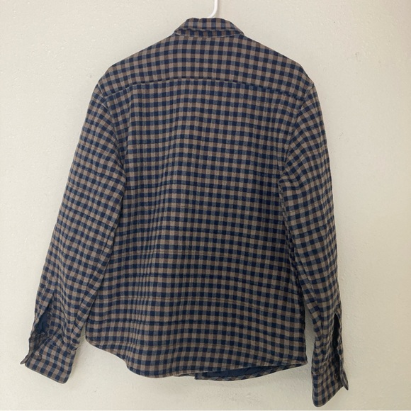 Thomas Dean Mens Padded Plaid Shirt Jacket Navy Front Button Closure - Picture 2 of 15